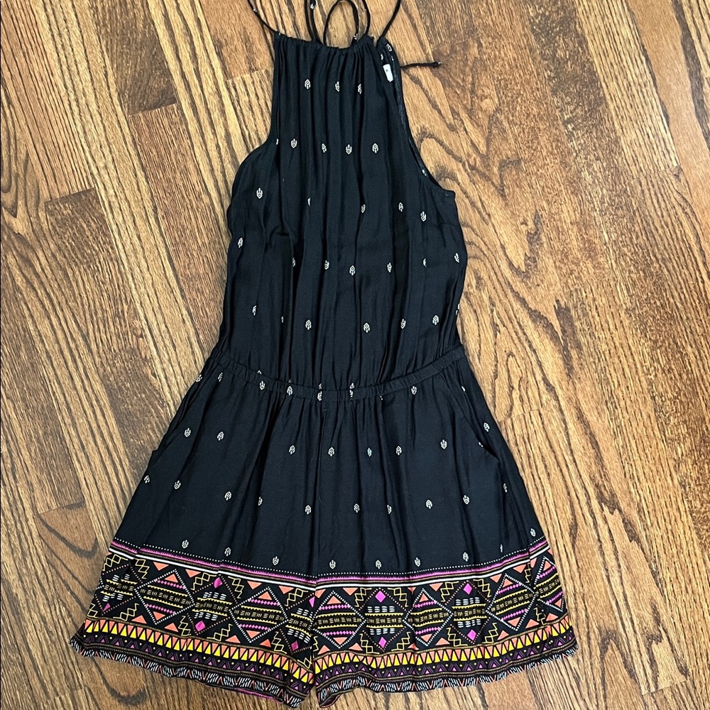 Black High Neck Coachella Romper